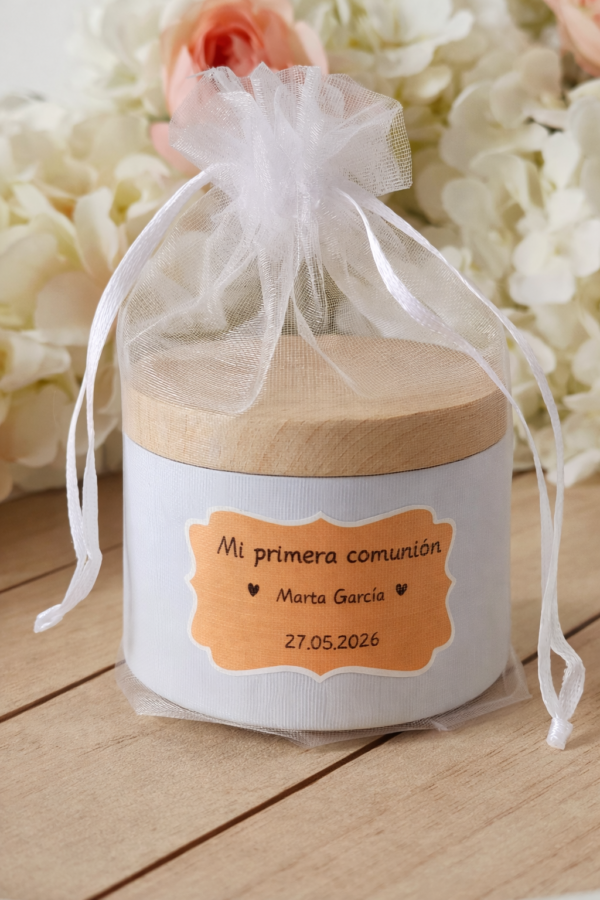 Vela artesanal aromática detalle comunión