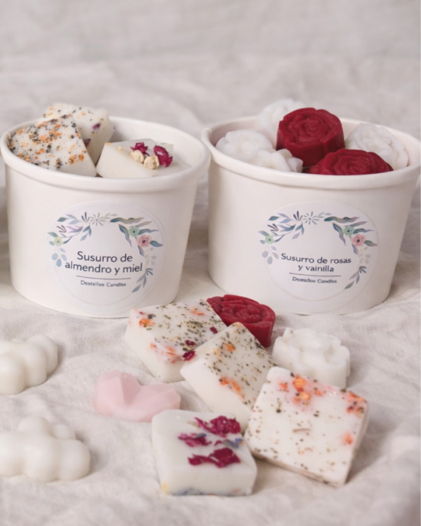 Wax Melts aromáticos artesanales · Vainilla y rosas ·