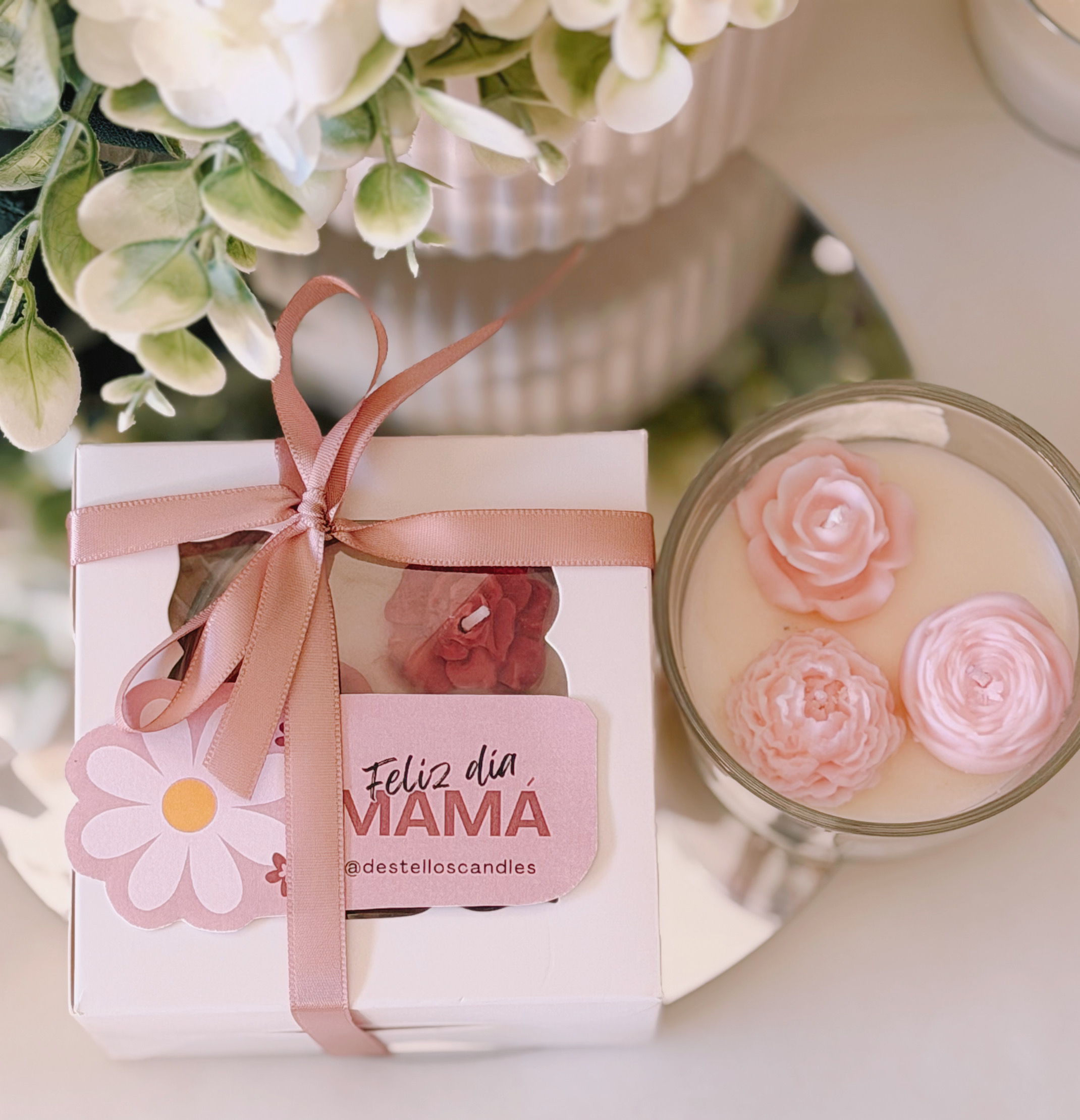 · Vela aromática tono rosa suave ·