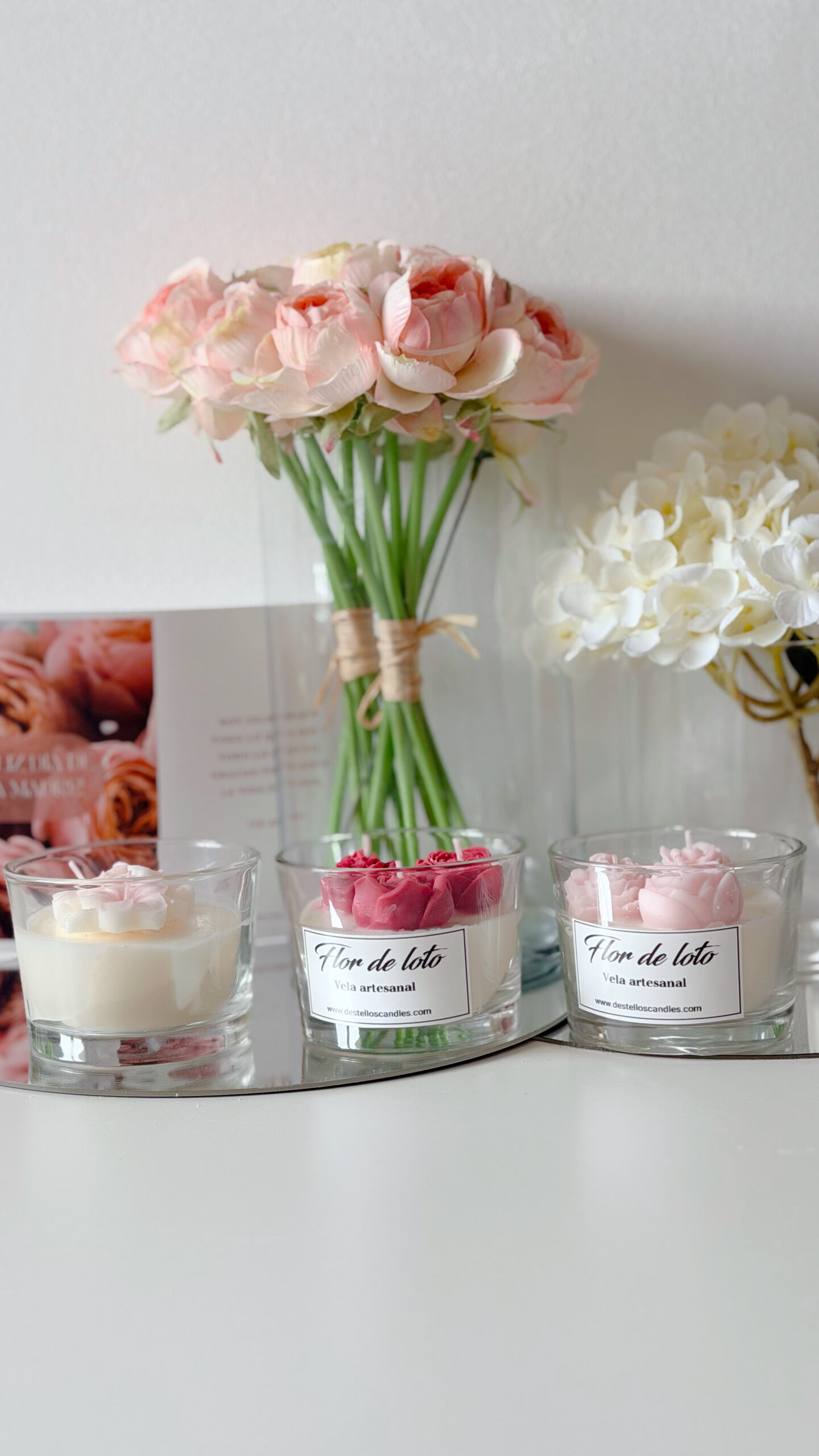 · Vela aromática tono rosa suave · - Imagen 9