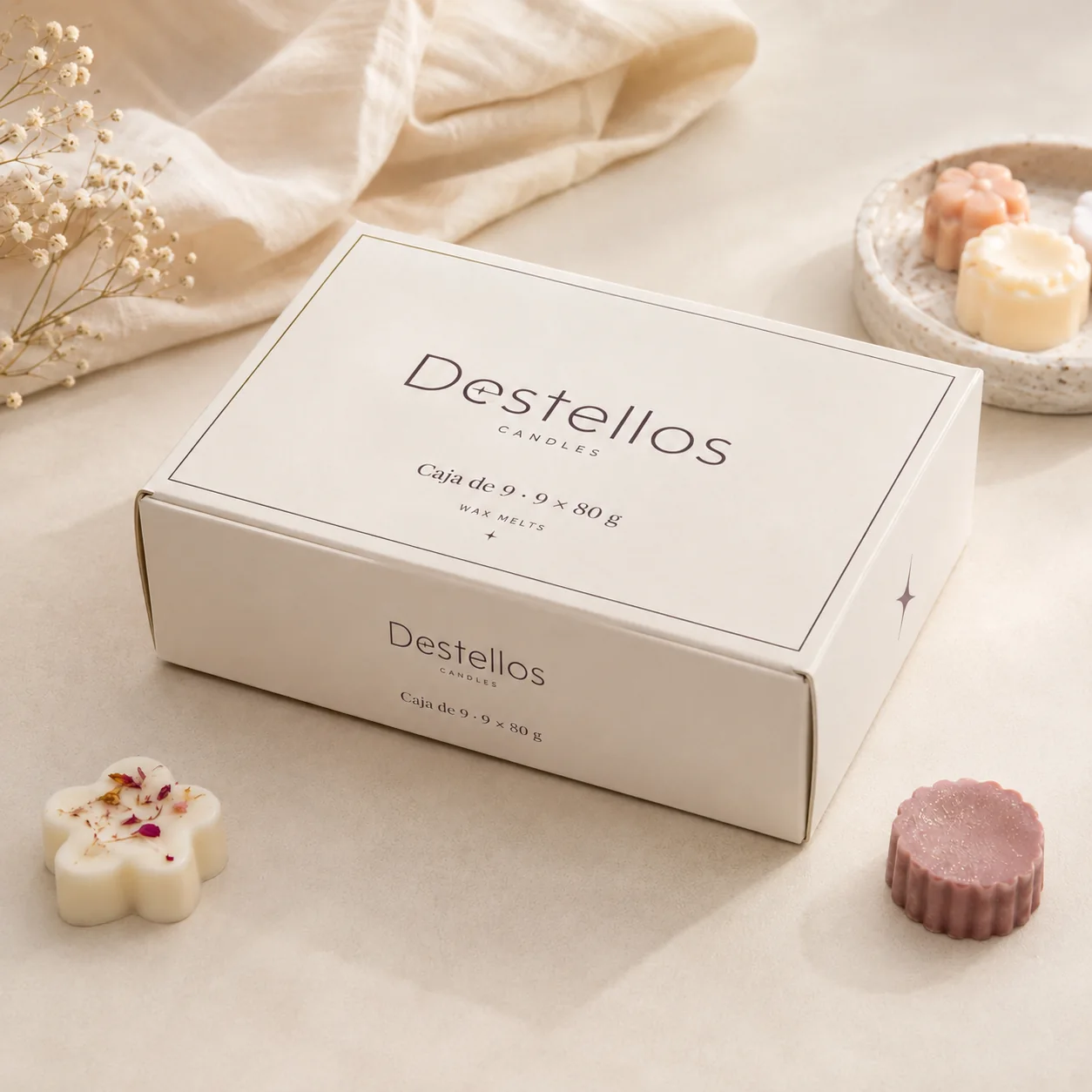 Caja de 9 wax melts, cerrada
