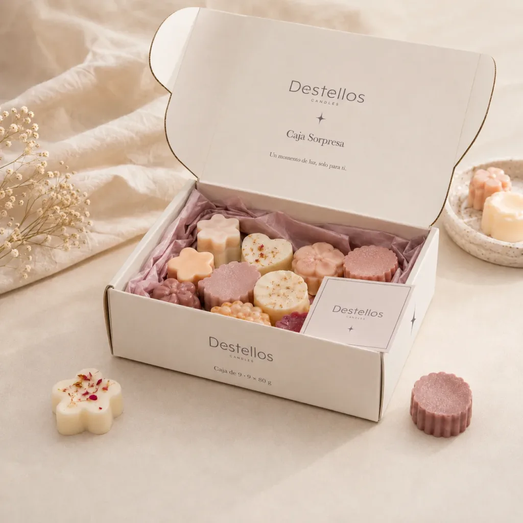 Caja sorpresa de wax melts, abierta